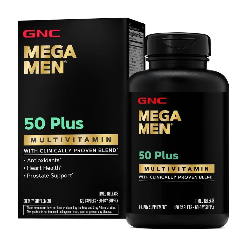 GNC Mega Men 50 Plus Multivitamin | Antioxidants | Heart Health | Prostate and Circulatory Support | 120 Count GNC Au supplements