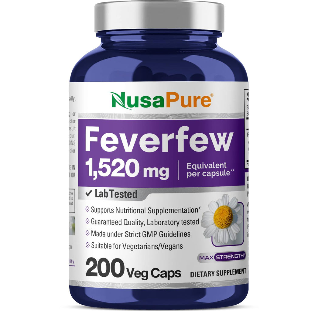 NusaPure Feverfew Extract 4:1 - Suitable for Vegetarian/Vegan, Non - GMO - 1520mg 200 Capsules NusaPure Au supplements
