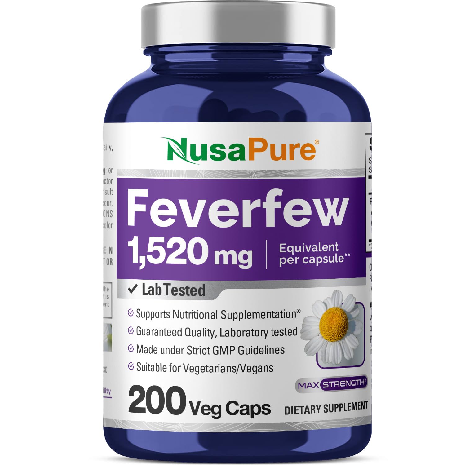 NusaPure Feverfew Extract 4:1 - Suitable for Vegetarian/Vegan, Non - GMO - 1520mg 200 Capsules NusaPure Au supplements