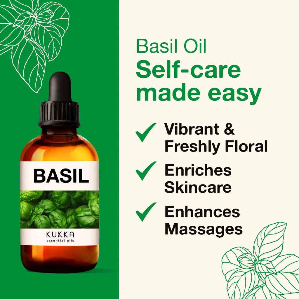 Kukka Basil Essential Oil for Diffusers - Basil Essential Oil for Skin - Basil Oil for Aromatherapy, Skin, Fragrance KUKKA essential oils Au supplements