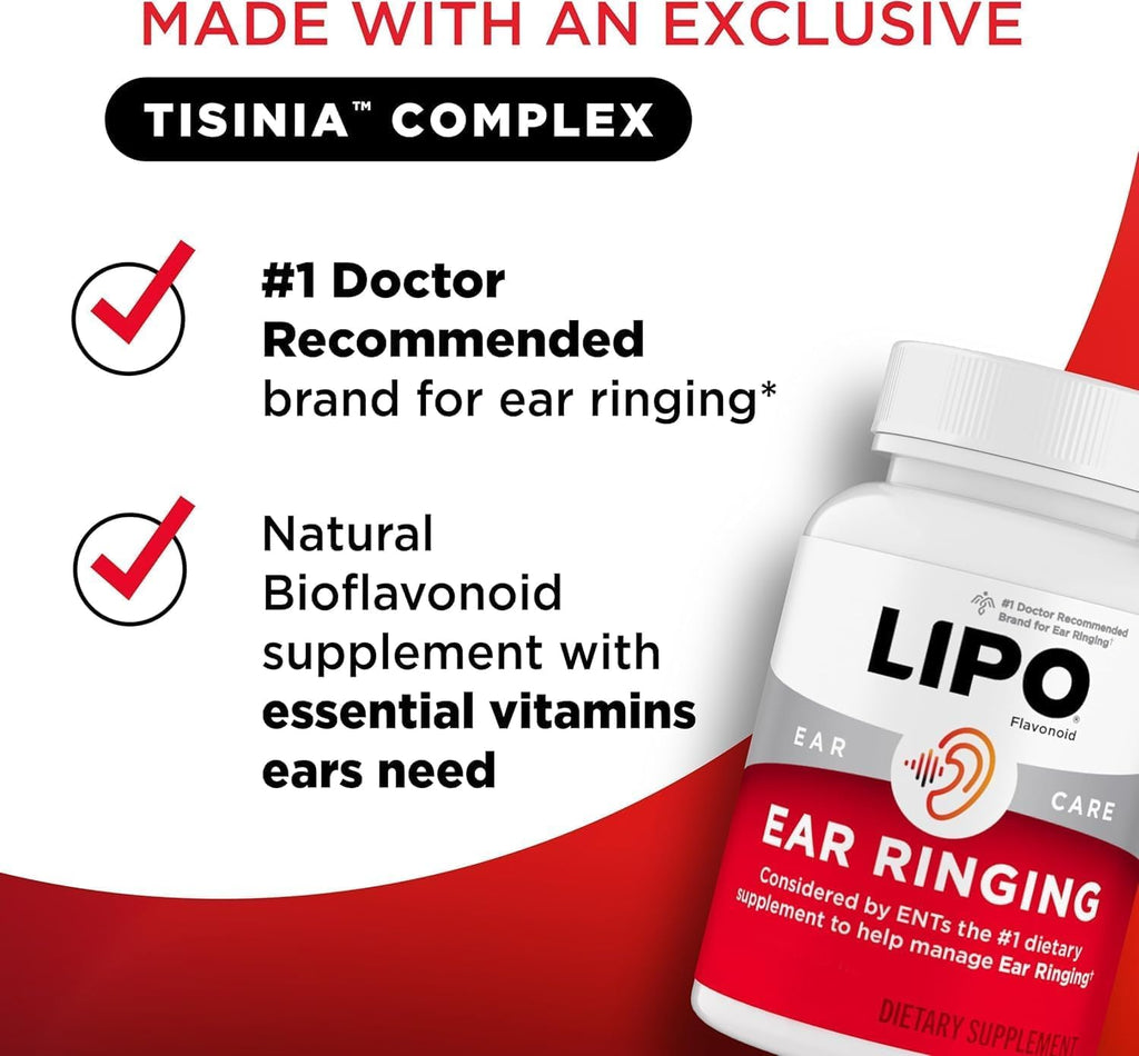 Lipo-Flavonoid Ear Ringing - Doctor-Recommended for Ringing Ears - Clinically Proven Lemon Bioflavonoid Complex with Vitamins C, B1, B2, B6, B12