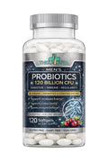 Men’s Advanced Probiotics 120 Billion CFU - 36 Strains + Prebiotics, Enzymes & Veggie Blend for Gut, Immune & Colon Health - 2 Month Supply, 120 Softgels