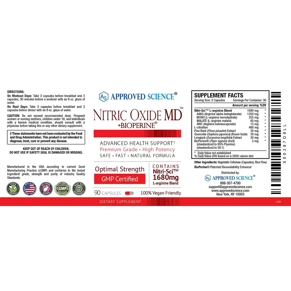 Approved Science Nitric Oxide MD - Muscle Development, Lean Body Mass, Improve Oxygen Approved Science Au supplements