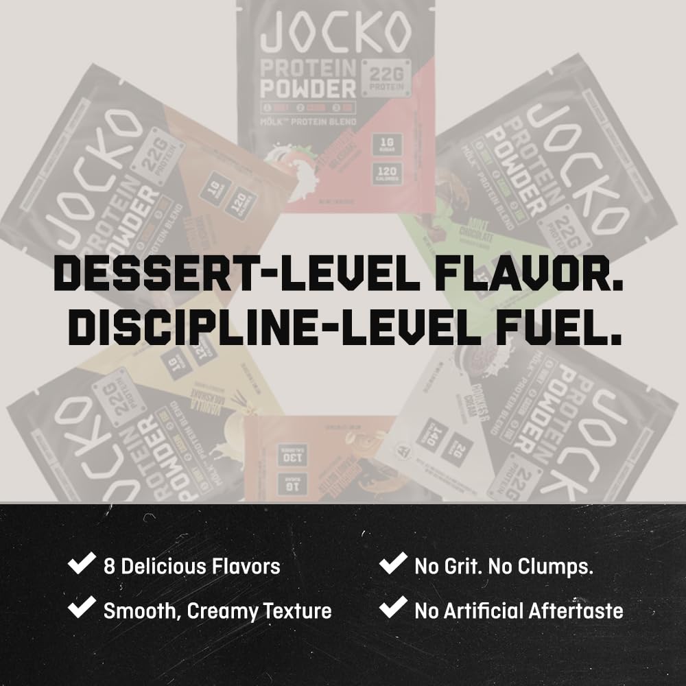 Jocko Fuel Whey Protein Powder, Vanilla Milkshake, 22g Protein, Digestive Enzymes + Probiotic Blend, No Sugar Added, with Essential Amino Acids + Electrolyte Minerals, 28 Servings