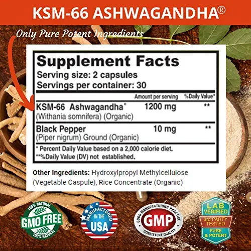 FRESH HEALTHCARE Ashwagandha Capsules KSM 66-1200mg Pure and Potent FRESH HEALTHCARE Au supplements