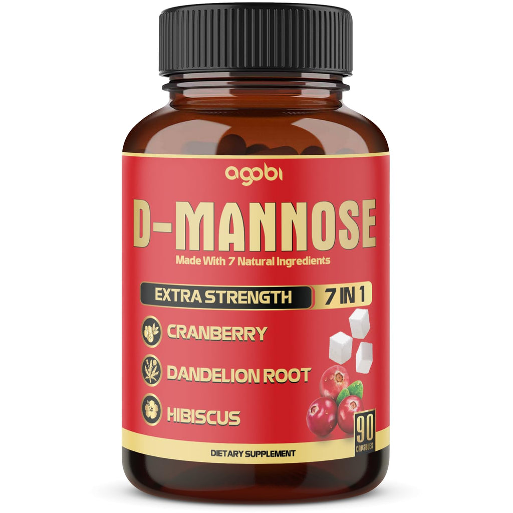 agobi D-Mannose Capsules - 7 Herbs with Cranberry, Dandelion, Hibiscus and More - Support Flush Impurities and Urinary Tract Health - 90 Vegan Capsules 3-Month Supply agobi Au supplements