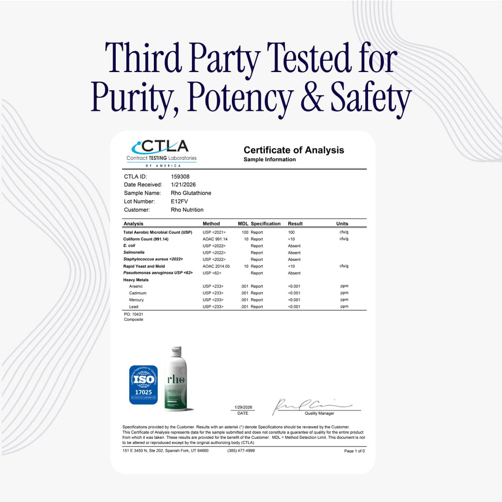 Rho Nutrition Liposomal Glutathione - Ultra High Absorption Liquid Glutathione Supplement - Supports Natural Detoxification, Immune System, Skin Health
