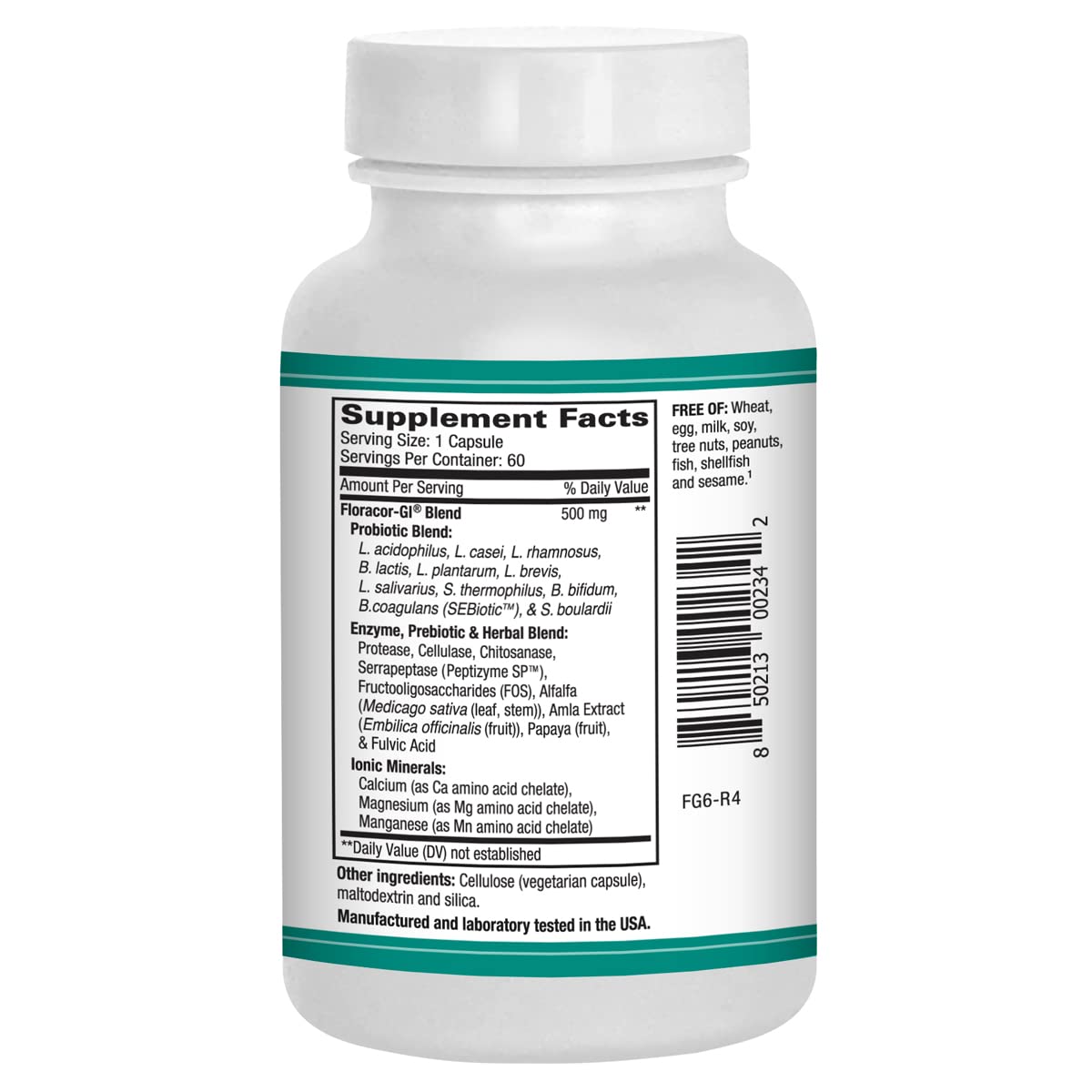 AST Enzymes Floracor - Supports Gut & Intestinal Health - Premium Probiotic, Prebiotic and Enzyme Formula - 60 Vegetarian Capsules