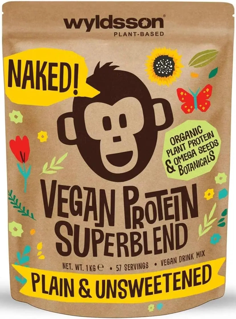 Naked Organic Vegan Protein Powder Blend (1kg - 57 Servings) Unsweetened Wyldsson Au supplements