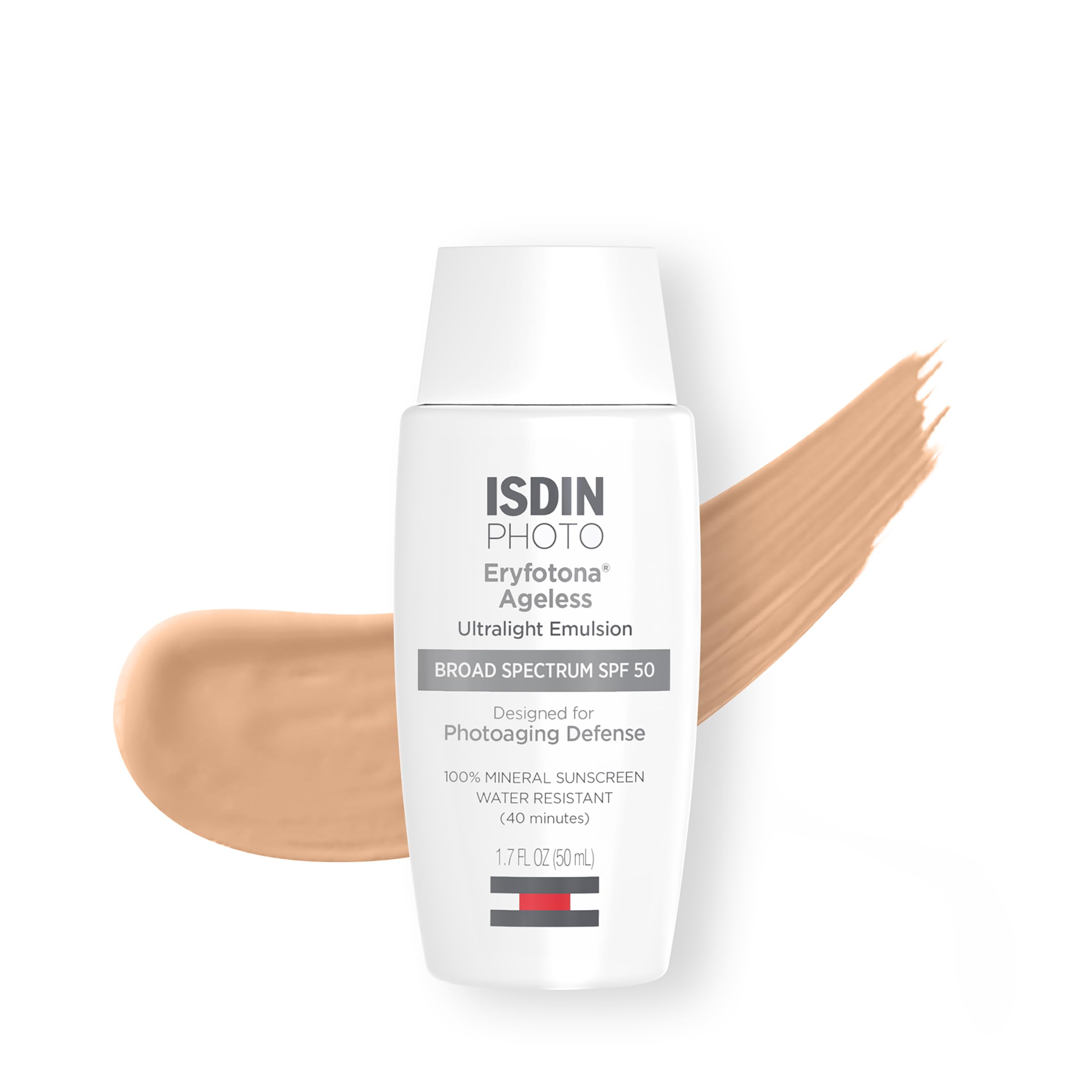 ISDIN Eryfotona Ageless SPF 50 (1.7 Fl Oz) | Tinted Mineral Sunscreen for Face with Zinc Oxide | Anti-Aging Sunscreen with DNA Repairsomes & Vitamin E