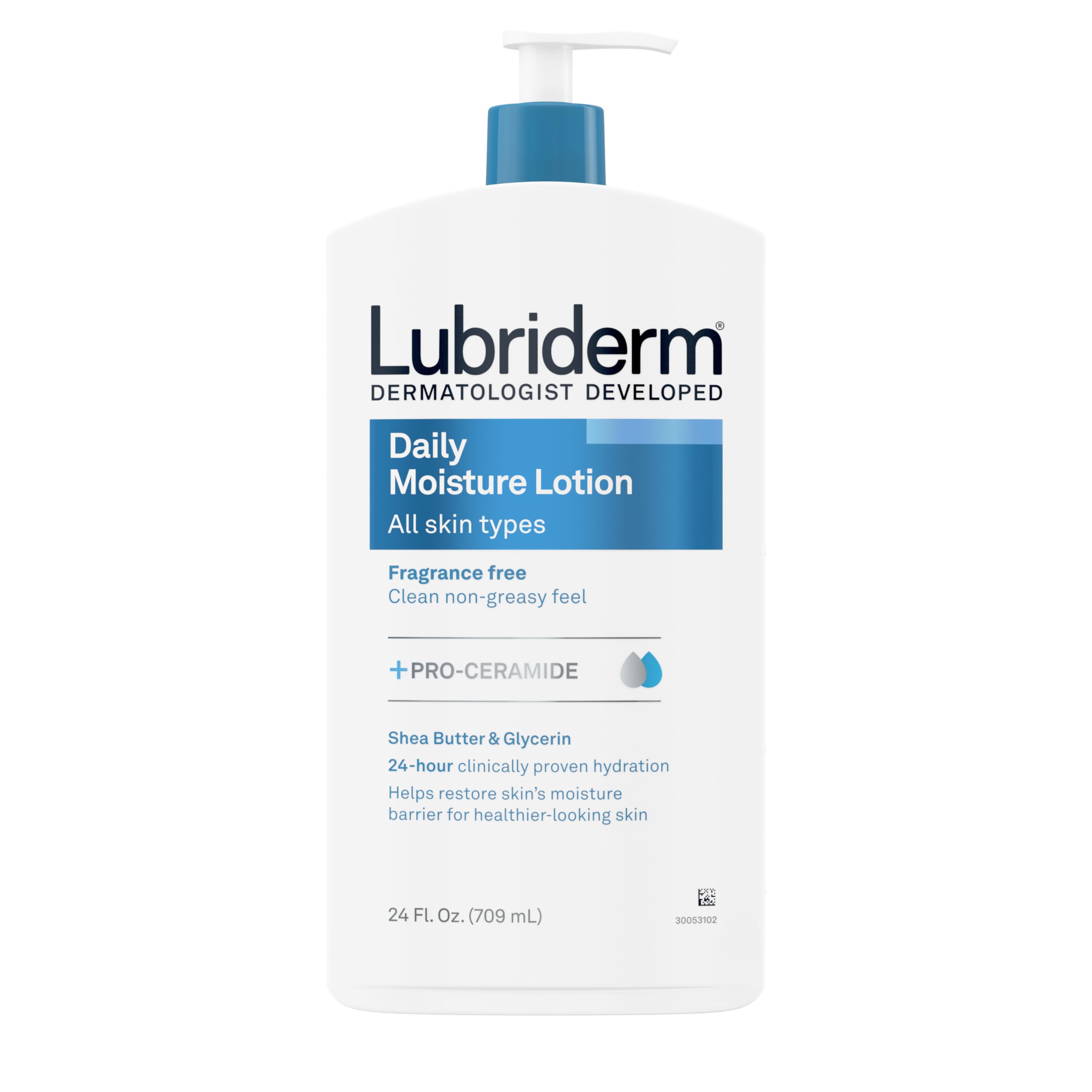 Lubriderm Fragrance Free Daily Moisture Lotion + Pro-Ceramide, Shea Butter & Glycerin