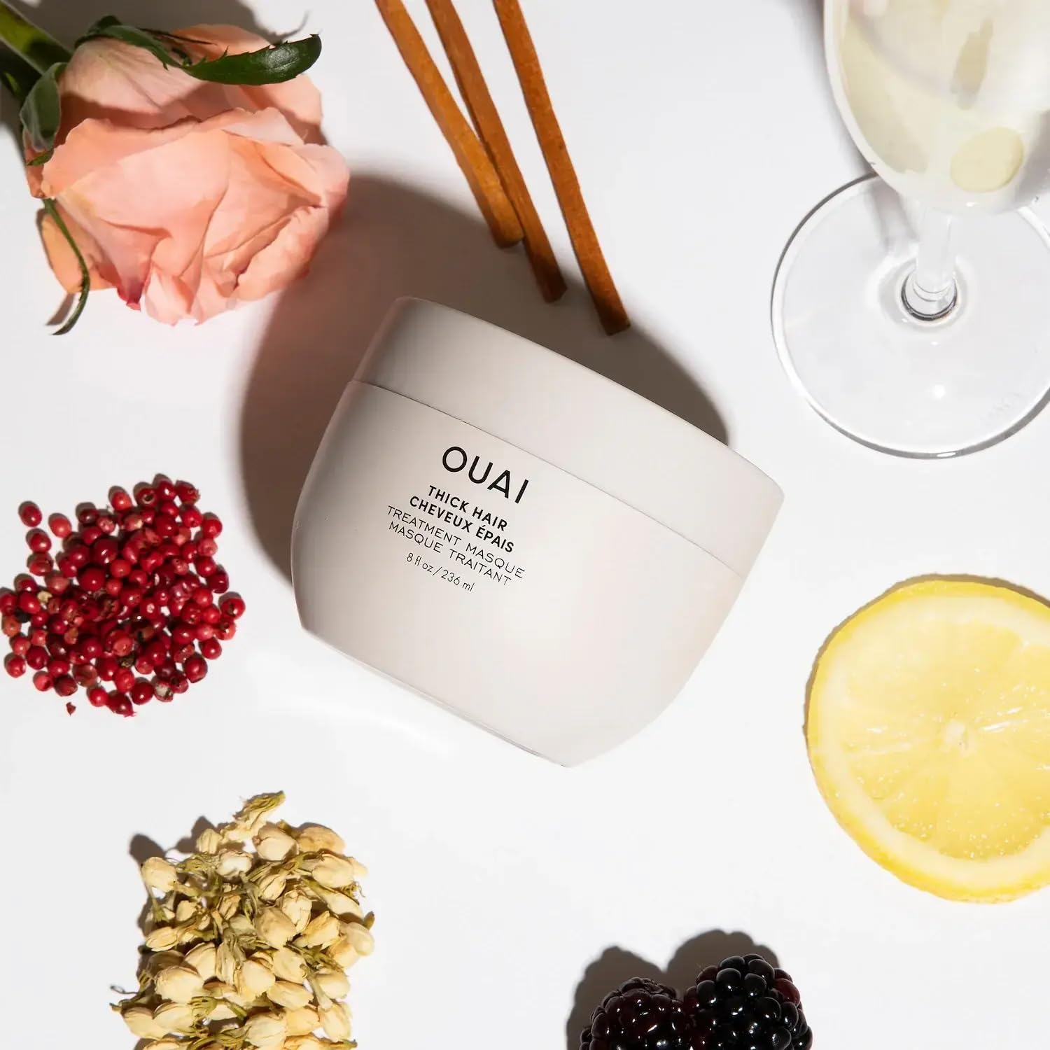 OUAI Thick Hair Mask - Treatment Masque with Almond Oil, Olive Oil, & Hydrolyzed Keratin to Restore Damaged Hair - Phthalate & Paraben Free Masque (3.4 Oz) OUAI Au supplements