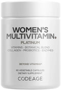 Codeage Women’s Multivitamin Platinum - Vitamins A D3 K1 K2 B12 & Minerals, CoQ10, Skin, Hair & Nails Complex, Collagen, Botanicals, Probiotics Codeage Au supplements