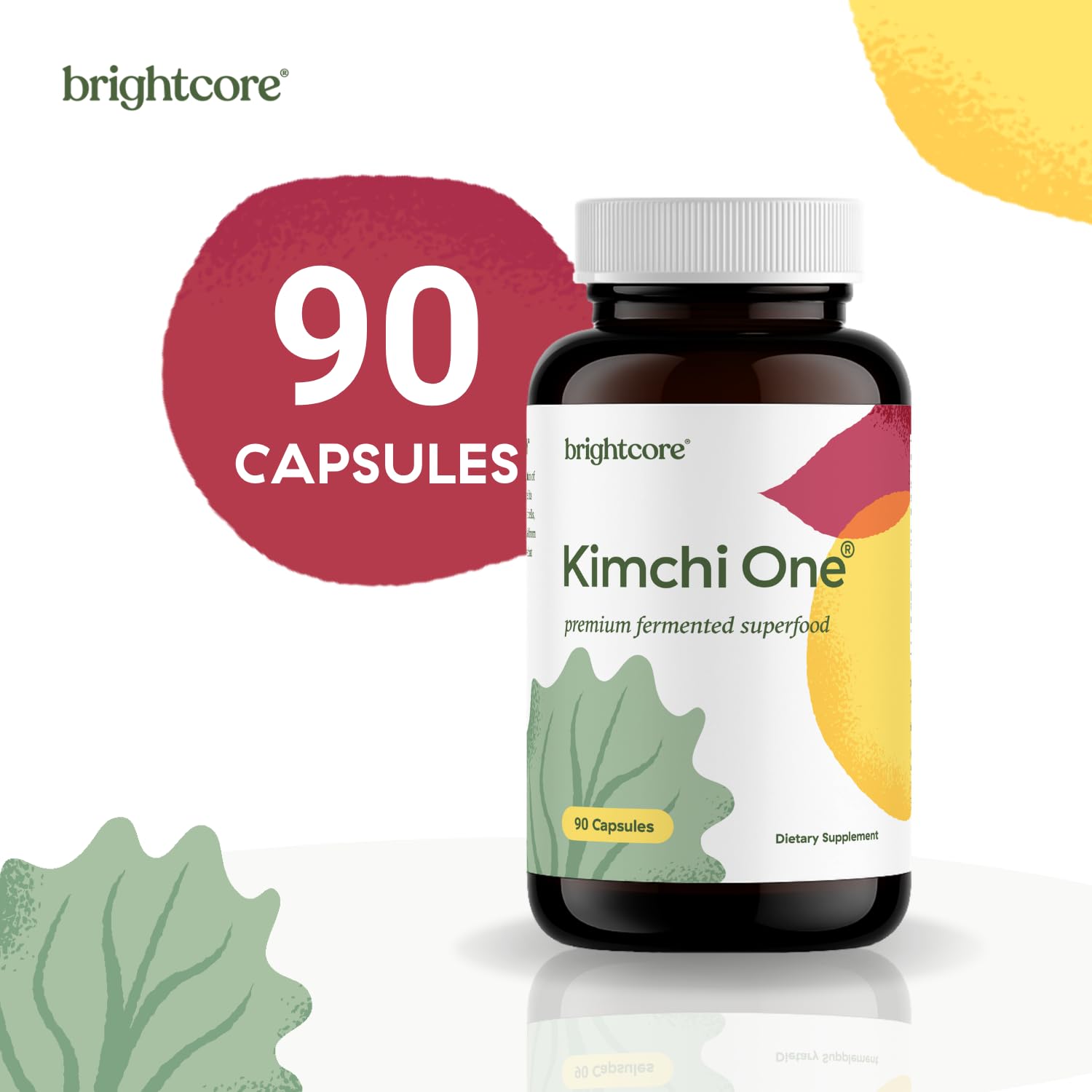 Brightcore Nutrition - Kimchi One, Kimchi Powder Capsules, Probiotics, Enzymes, & Antioxidant Supplement, Premium Gut Health Superfood