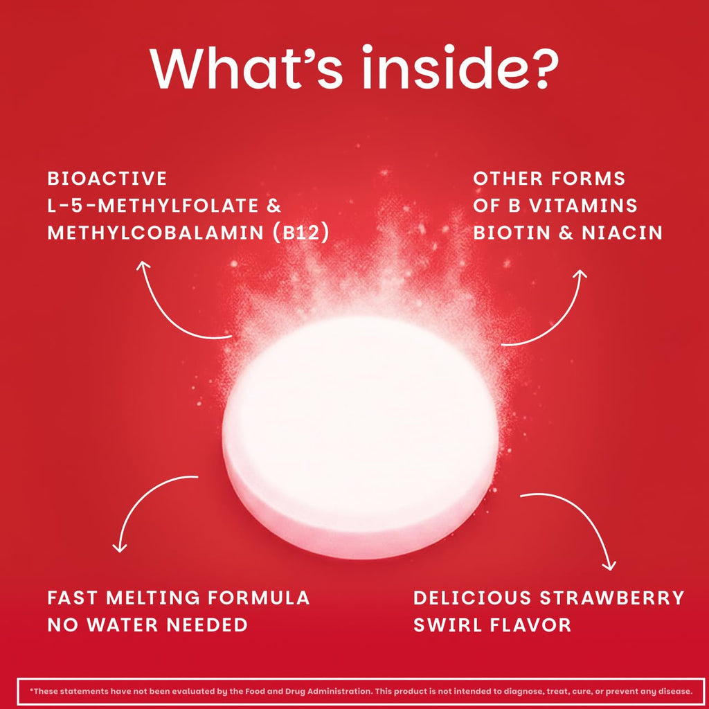 EZ Melts Dissolvable B-Complex - Vitamin B Complex - Provides Energy Metabolism & Heart Health Support - with Methylated B12 & Folate - Non-GMO & Vegan