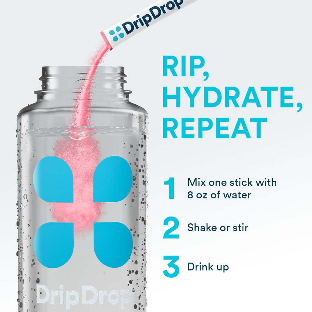 DripDrop Sugar Free Hydration Packets - Zero Classic Variety Pack - Single Serve Electrolytes Powder Drink Mix - Lemon Lime, Watermelon, Peach, Passion Fruit