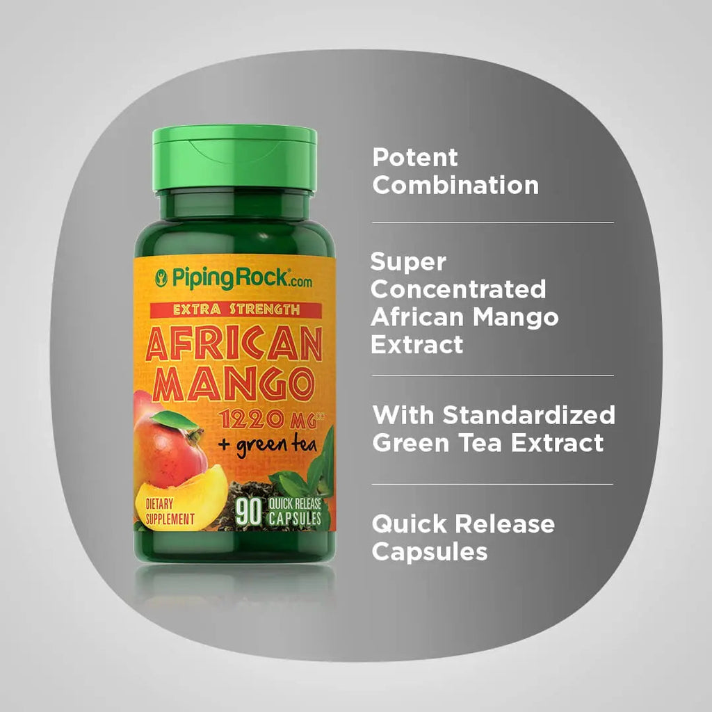 Piping Rock African Mango Seed Extract 1220 mg | 90 Capsules | with Green Tea | Extra Strength Piping Rock Au supplements