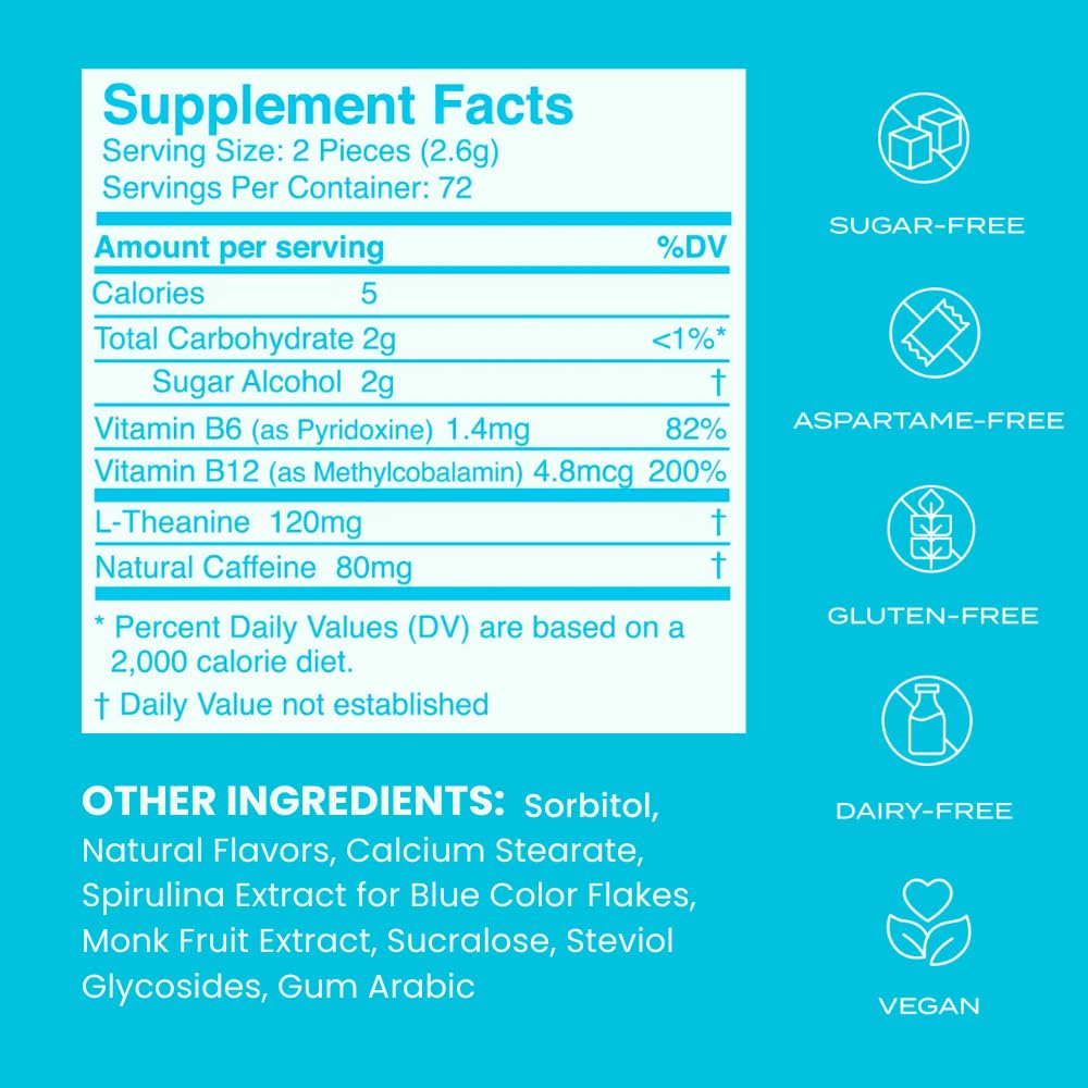 NeuroGum Energy Caffeine Mints (144 Pieces) - Sugar Free with L-theanine + Natural Caffeine + Vitamin B12 & B6 - Nootropic Energy & Focus Supplement for Women & Men - Keto & Vegan, Peppermint Flavor NeuroGum Au supplements