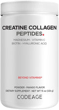 Codeage Creatine Collagen Peptides - Creatine Monohydrate Powder Supplement, Wild-Caught Marine Collagen, Biotin, Magnesium, Vitamin C, Hyaluronic Acid - Mango Flavored - Non-GMO - 15 Oz Codeage Au supplements