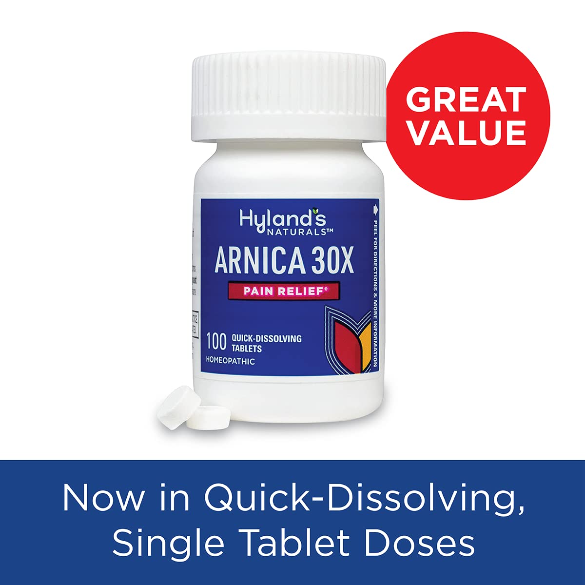 Hyland's Arnica Montana 30x Tablets, Natural Relief of Bruises, Swelling and Muscle Soreness, Quick Dissolving Tablets (Pack of 1, 50 Count Total) Hyland's Au supplements
