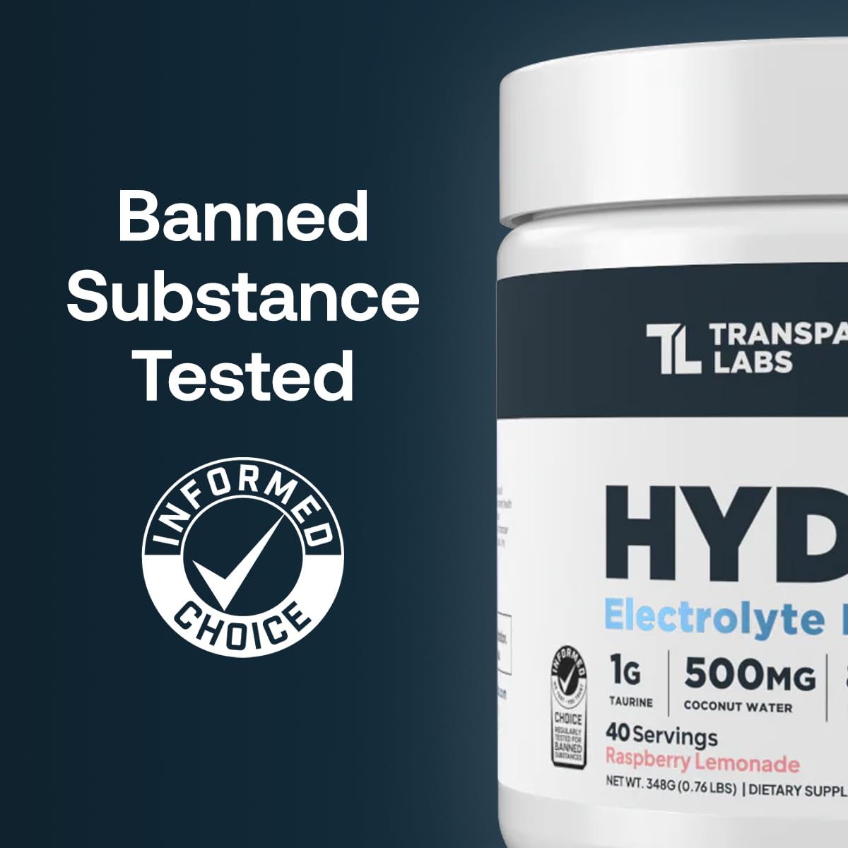 Transparent Labs Hydrate Naturally Sweetened Electrolytes Powder - Hydration Powder Electrolytes with Coconut Water, Calcium, Taurine, & Potassium