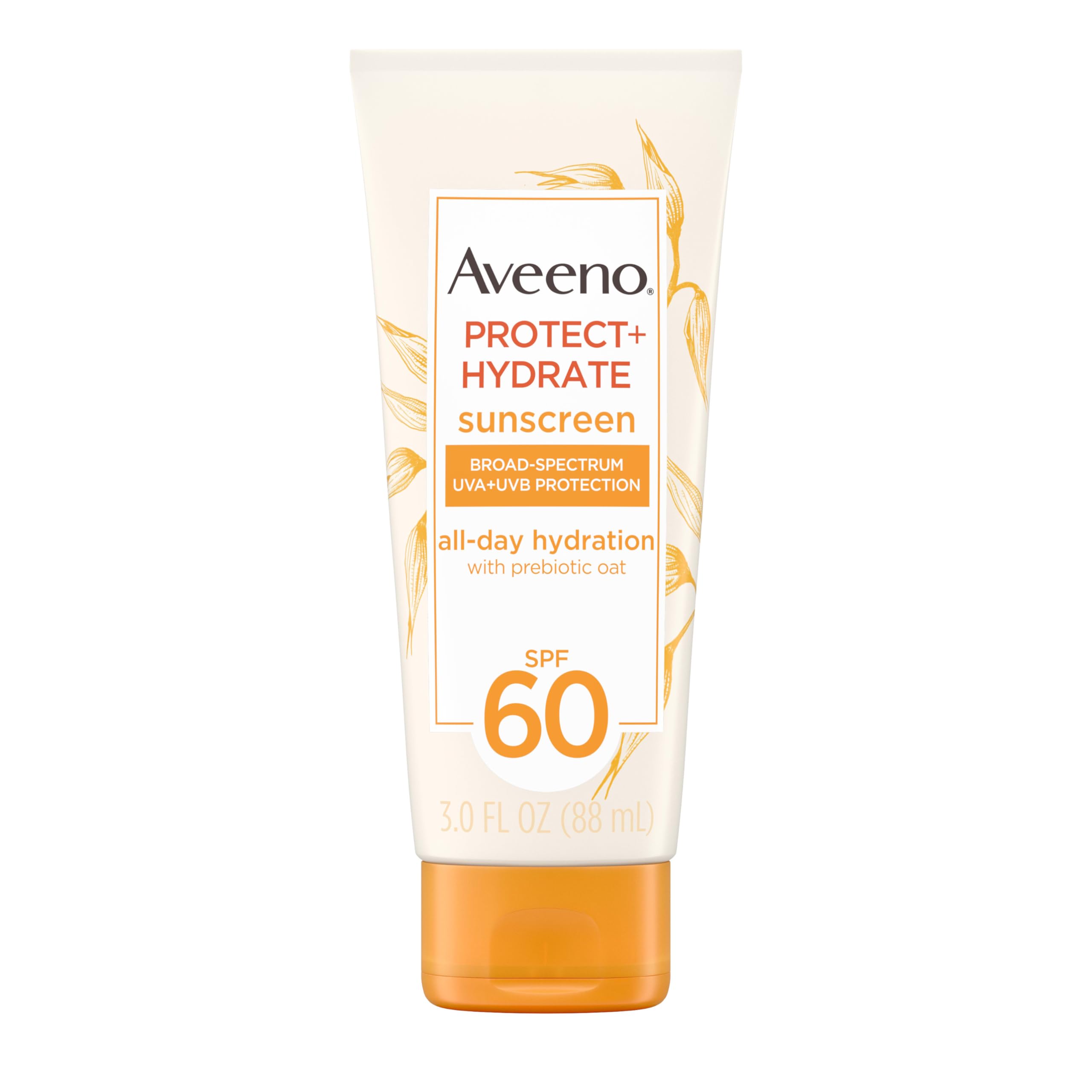 Aveeno Protect + Hydrate Moisturizing Body Sunscreen Lotion with Broad Spectrum SPF 60 & Prebiotic Oat, Weightless & Refreshing Feel