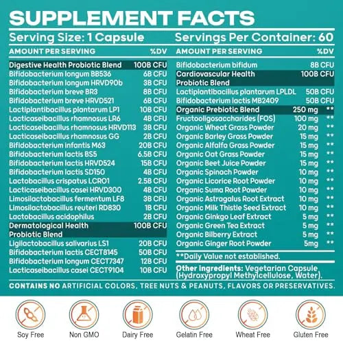Probiotics for Women & Men - 300 Billion CFU & 24 Strains Probiotic with 15 Organic Herbs Cfuful Au supplements