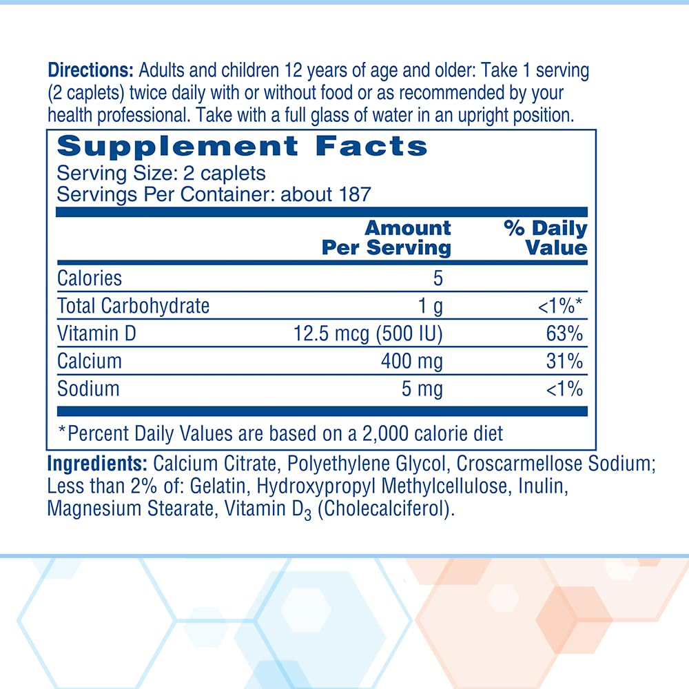 Citracal Petites- Calcium Citrate with Vitamin D3, Bone Health Support, Calcium Supplement for Ages 12+, 375 Count (Packaging May Vary)