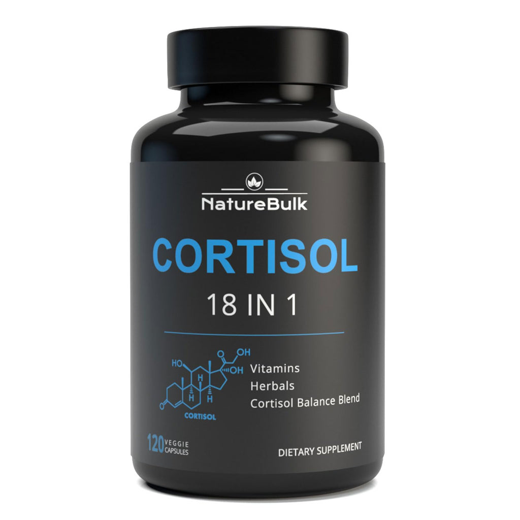 NATUREBULK Cortisol Supplements for Women, 18-in-1 - Premium Blend with Ashwagandha, Rhodiola, Magnesium & L-Theanine - Stress Response Support & Mood Enhancement Formula - 120 Vegetarian Capsules NATUREBULK Au supplements