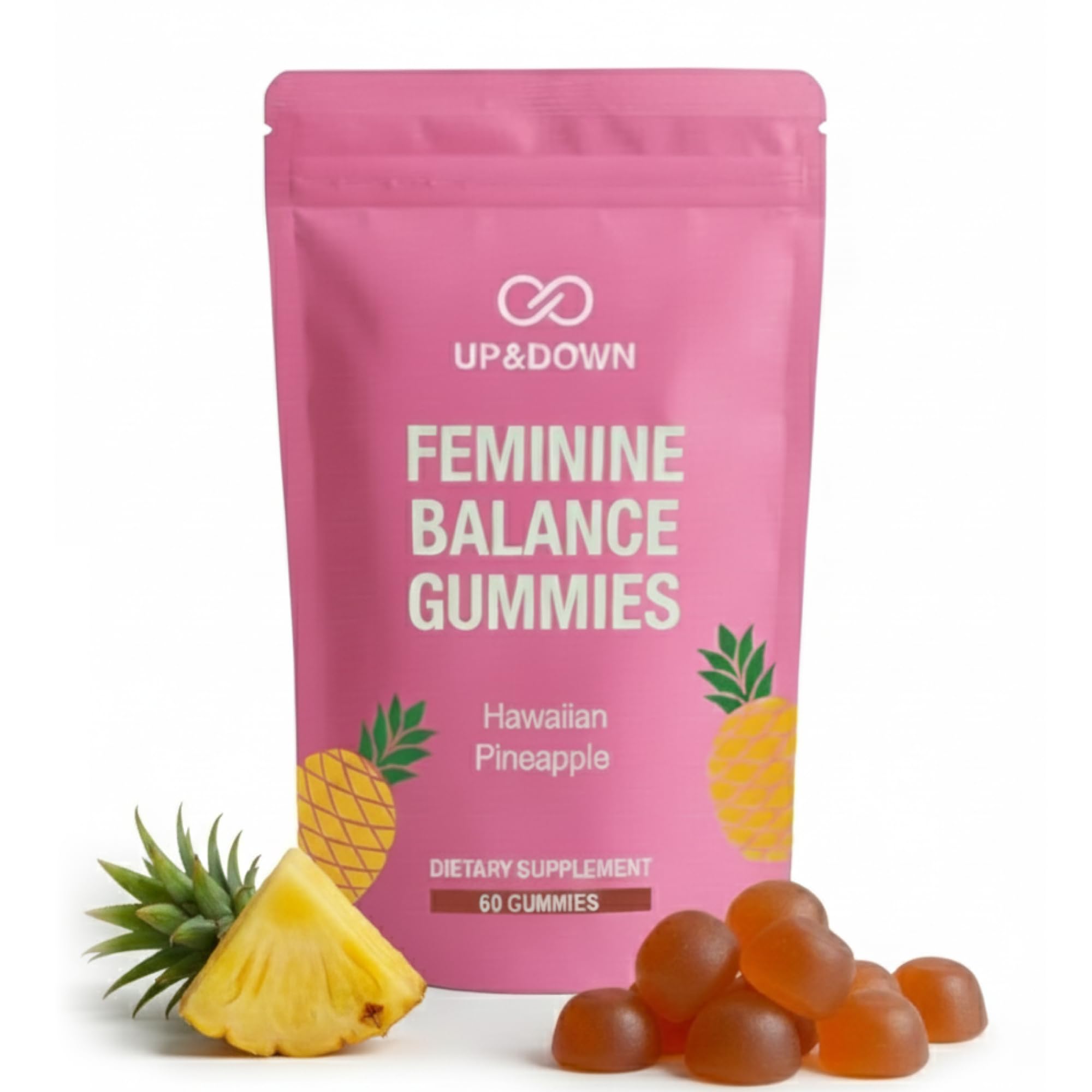 Up&Down Supplements Premium Feminine Balance Gummies for Women | PMS Relief, Mood & Cycle Support | Pineapple + Vitamin C | Ashwagandha & Chasteberry | Vegan, Non-GMO, Gluten Free | 60 Gummies Up&Down Supplements Au supplements