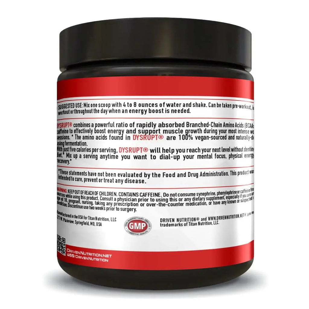Driven Nutrition DYSRUPT: BCAA + Caffeine with Electrolytes: Sugar & Gluten Free Supplement Driven Nutrition Au supplements