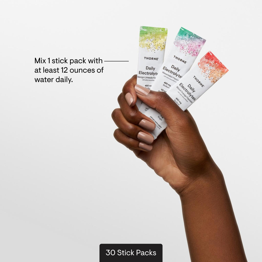THORNE - Daily Electrolytes - Zero Sugar & Low-Calorie Electrolyte Powder Drink Mix - Flavors Derived from Natural Sources - NSF Certified for Sport - Variety - 30 Stick Packs
