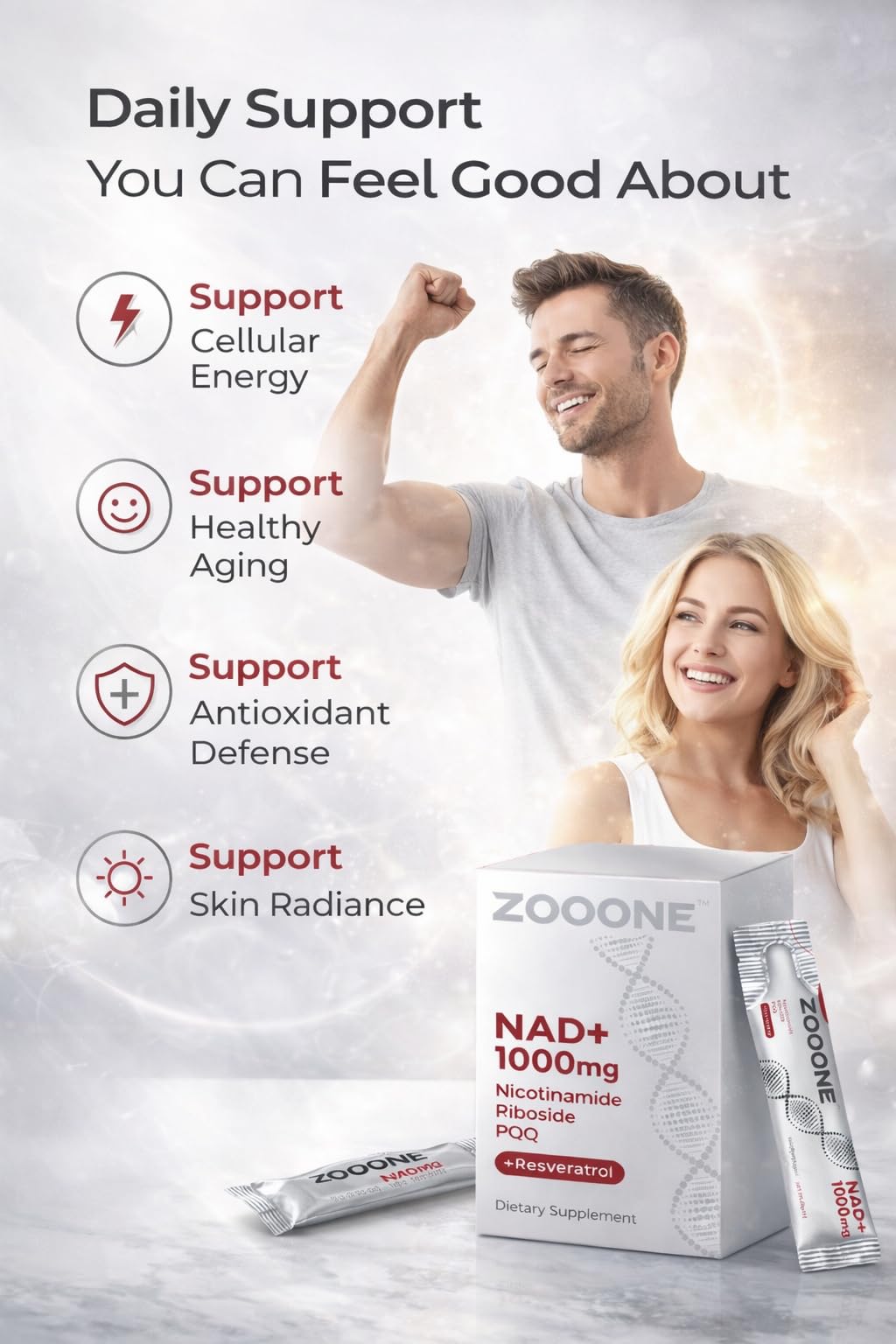 zooone- NAD+ Supplement 30pcs, Premium Nicotinamide Riboside & Resveratrol, DNA Repair & Healthy Aging， Advanced NAD Supplement for Men & Women, Boosts Cellular Energy. zooone Au supplements