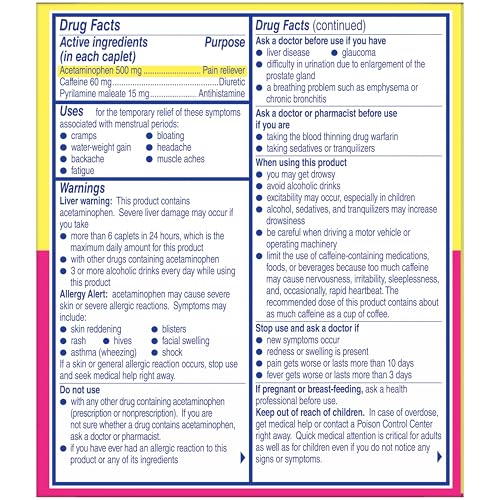 Midol Complete On The Go Caplets with Acetaminophen for Menstrual Symptom Relief, Period Cramp and Menstrual Pain Relief, 50 Count (25 Pouches of 2) Midol Au supplements