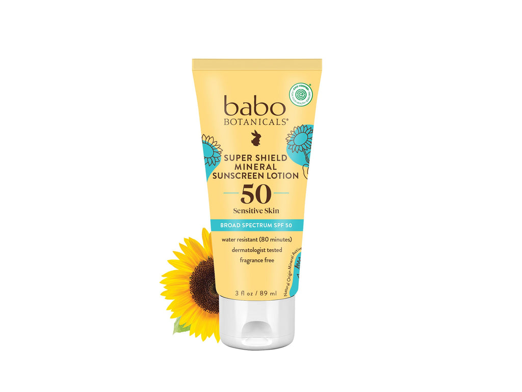 Babo Botanicals Sheer Mineral Sunscreen Lotion SPF 50 with 100% Mineral Active Ingredients for Babies, Kids or Extra Sensitive Skin, Lightweight