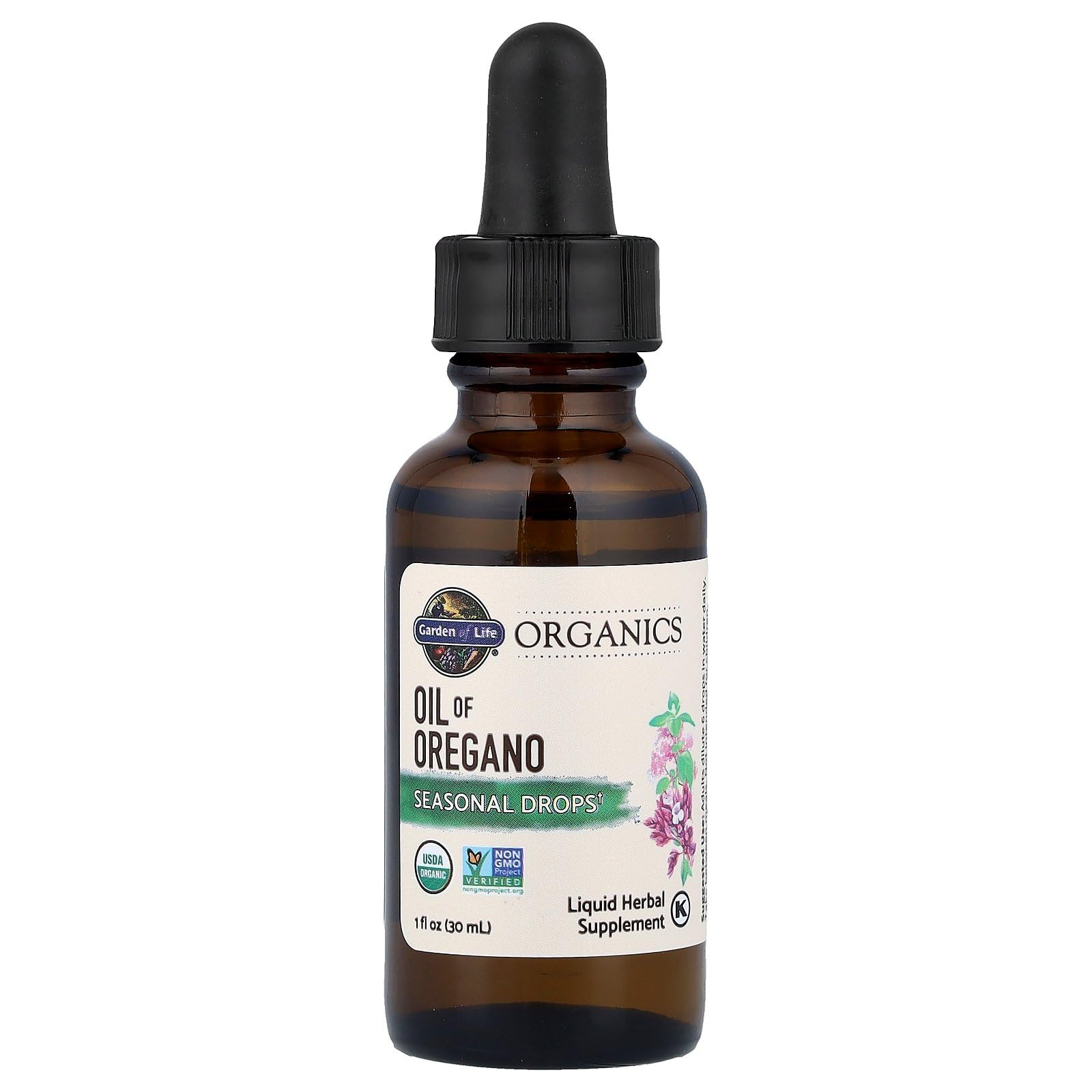 Garden of Life Organics Oil of Oregano Seasonal Drops 1fl oz (30 mL) Liquid, Concentrated Plant Based Immune Support - Alcohol-Free, Organic, Non-GMO