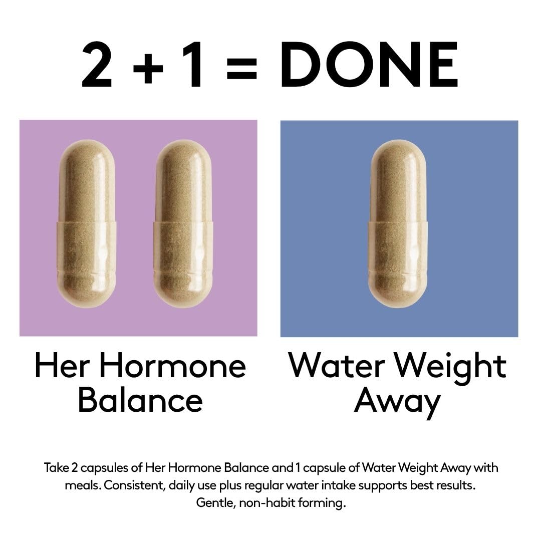 Youth & Tonic PMS & Menopause Bloating Relief Duo – Support for Puffiness, Hormonal Balance & Fluid Retention – Her Hormone Balance + Water Weight Away Natural Herbs for Women, 90 Capsules Youth & Tonic Au supplements