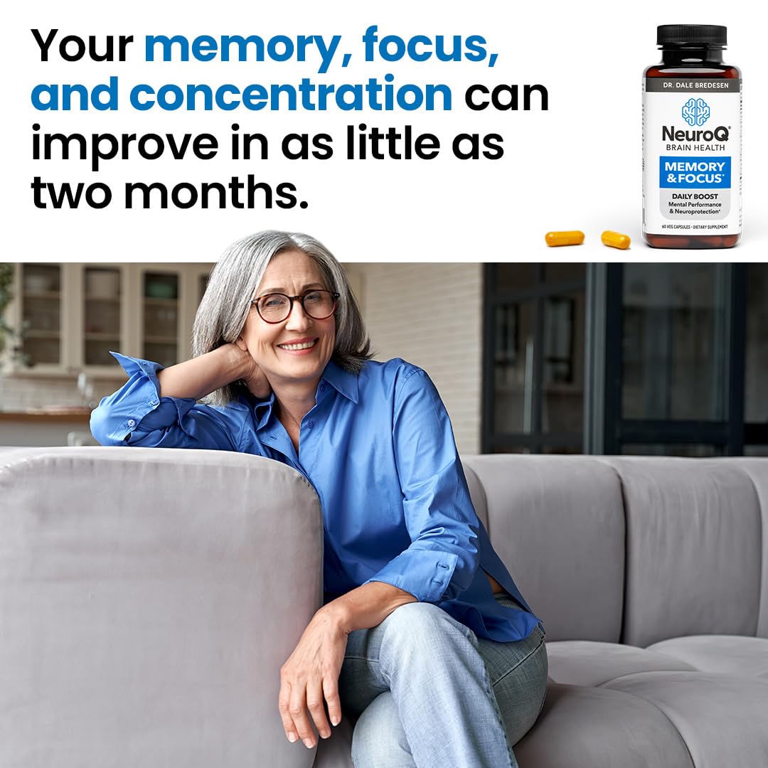 NeuroQ Memory & Focus - Boosts Cognitive Performance & Healthy Brain Function - Neuroprotective Formula by Dr. Dale Bredesen - Gotu Kola Ginkgo Phosphatidylserine Coffee Fruit & Propolis - 60 Capsules LifeSeasons Au supplements