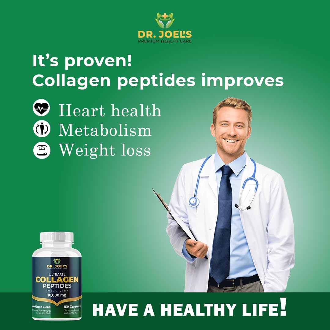 Dr. JOEL'S Multi Collagen Complex for Women and Men - Collagen Peptides Capsules with Biotin - Ultimate Collagen Pills 150 - Type I, II, III, V & X - Made in The USA Dr. JOEL'S Au supplements