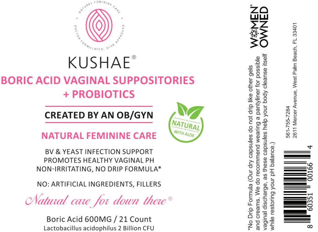 Kushae Boric Acid Suppositories with Applicator, All-Natural Boric Acid Suppositories for Women Kushae Au supplements