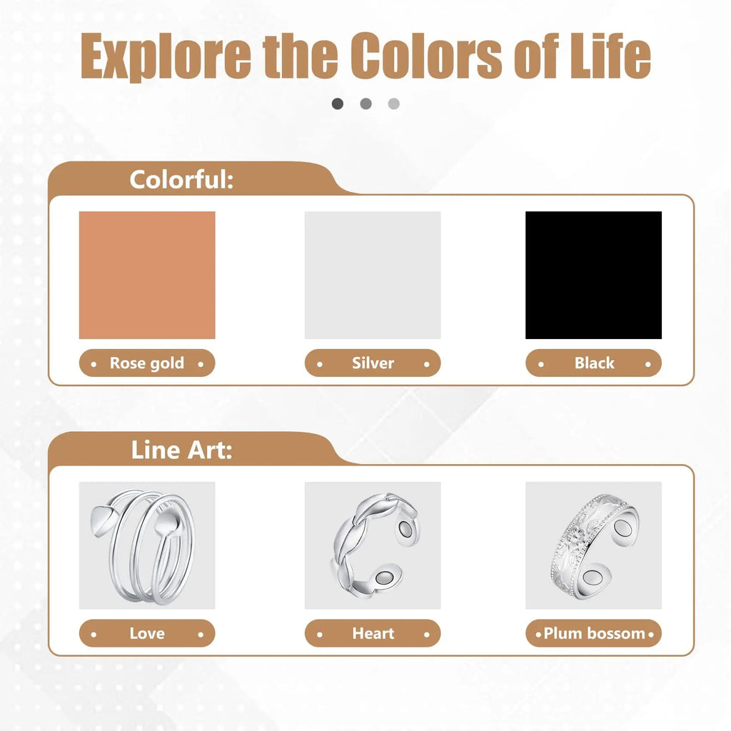 Jecanori Copper Rings for Women,Magnetic Ring Adjustable Love Heart Copper Rings Jecanori Au supplements