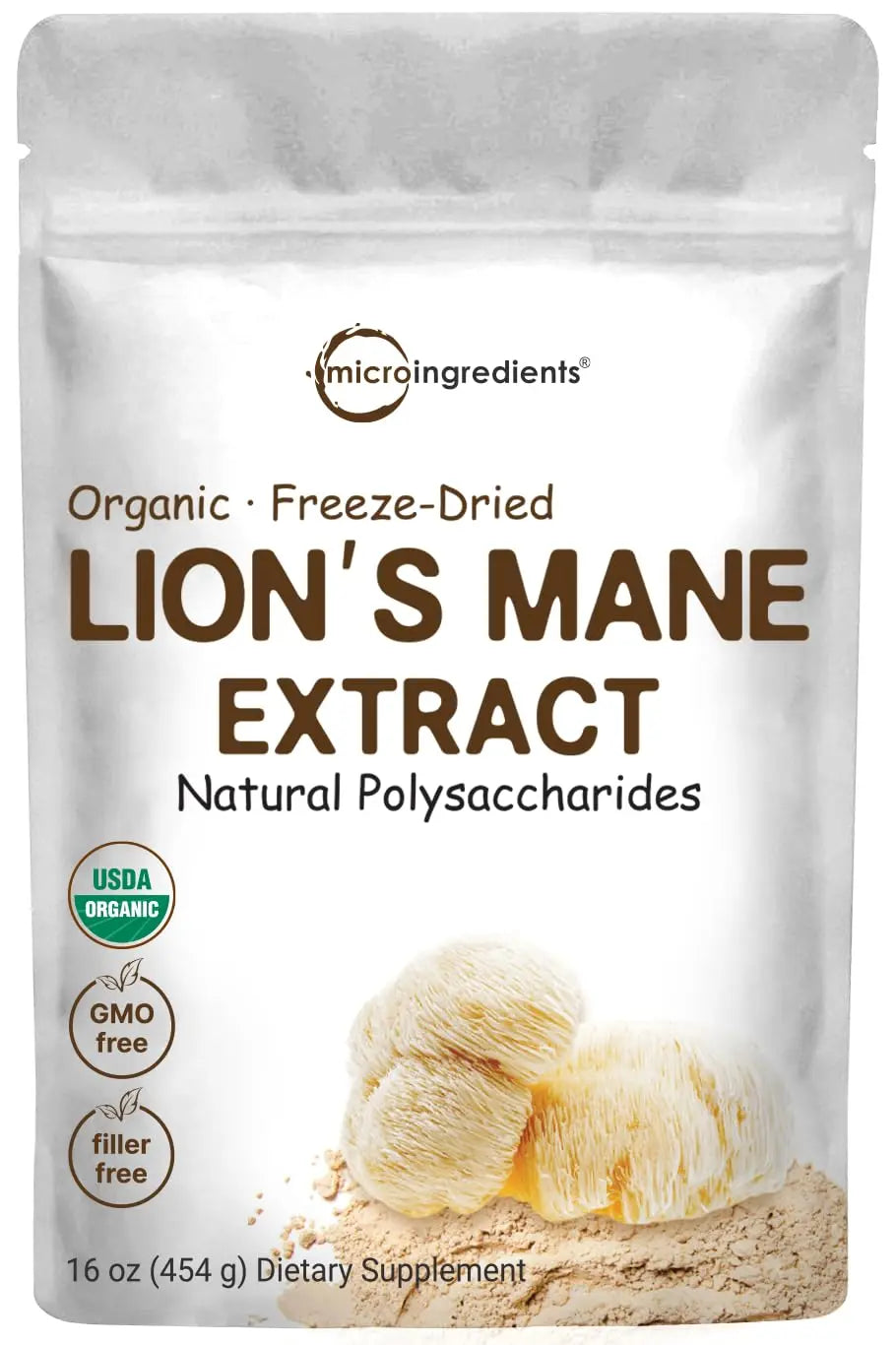 Micro Ingredients Organic Lions Mane Mushroom Supplement Powder 16 Ounce Micro Ingredients Au supplements