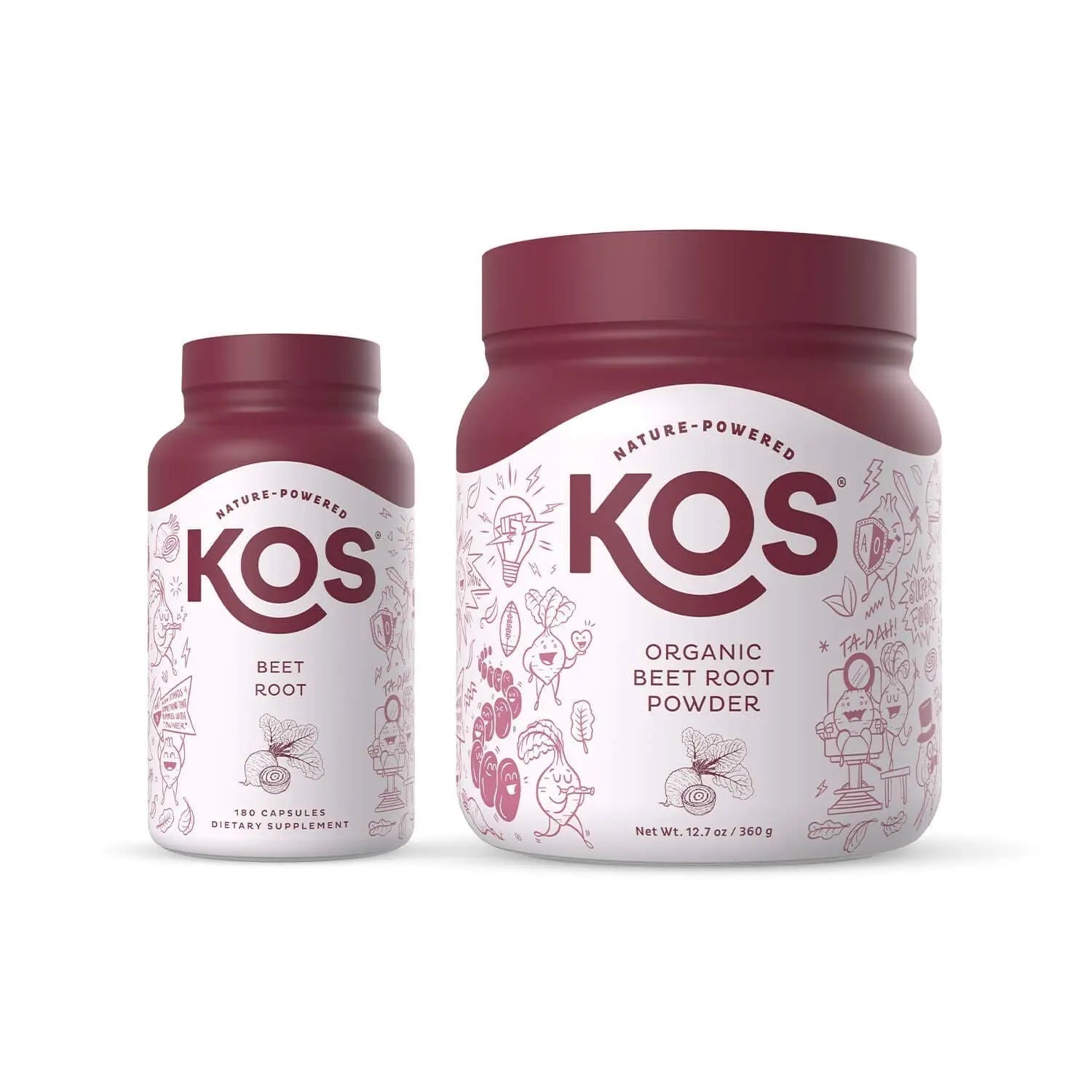 KOS Organic Beet Root Powder + Organic Beet Root Capsules Bundle KOS Au supplements