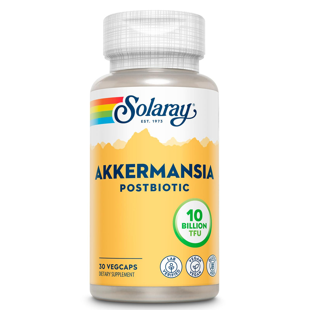 SOLARAY Akkermansia Postbiotic, Akk11, 10 Billion TFU, Beneficial Strain for Gut Health Support, Vegan, Gluten-Free, 60-Day Guarantee, 30 Servings, 30 VegCaps SOLARAY Au supplements