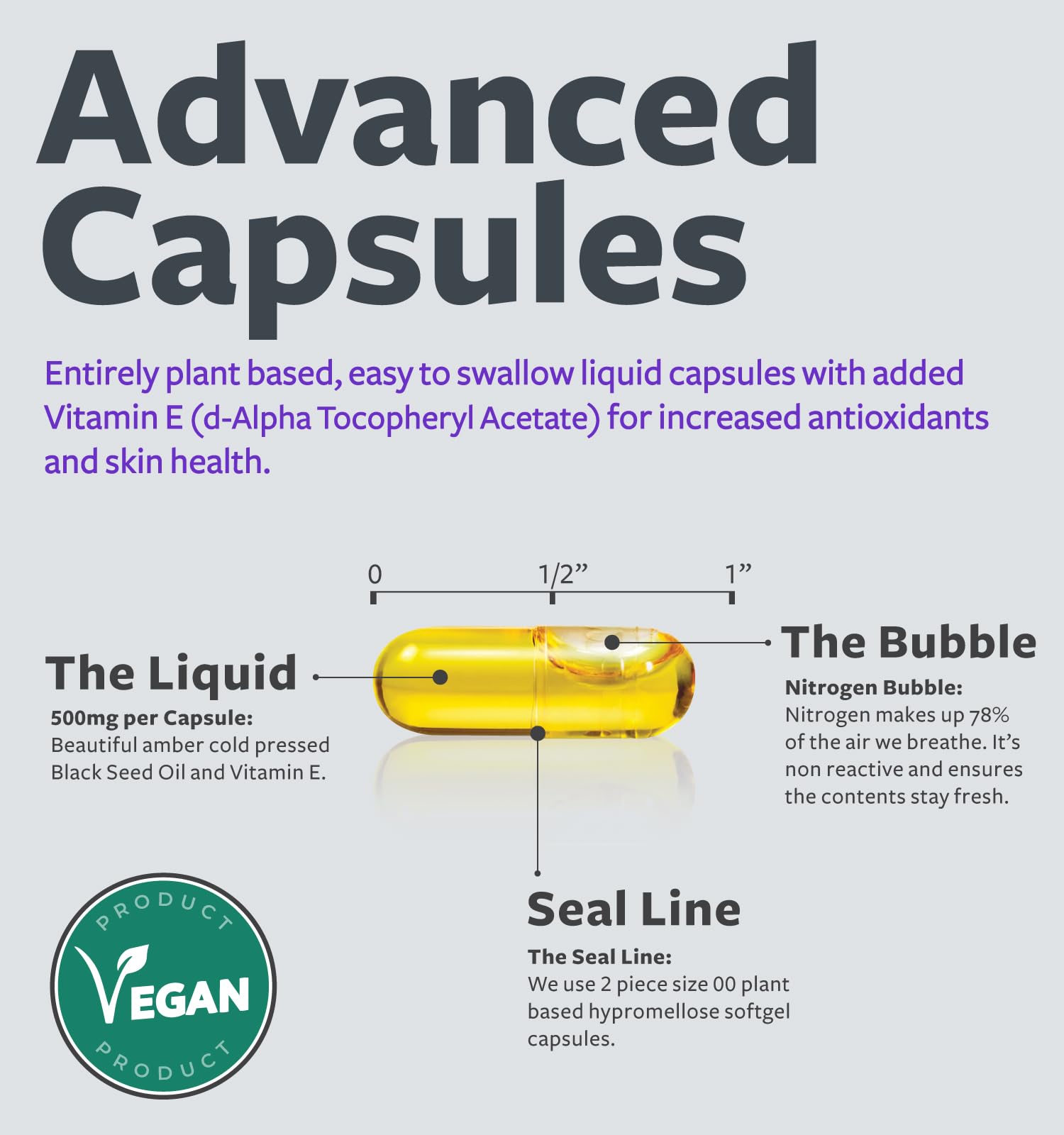 Black Seed Oil - 120 Softgel Capsules Skin Health (Non-GMO & Vegan) Cold-Pressed Nigella Sativa Producing Pure Black Cumin Seed Oil with Vitamin E