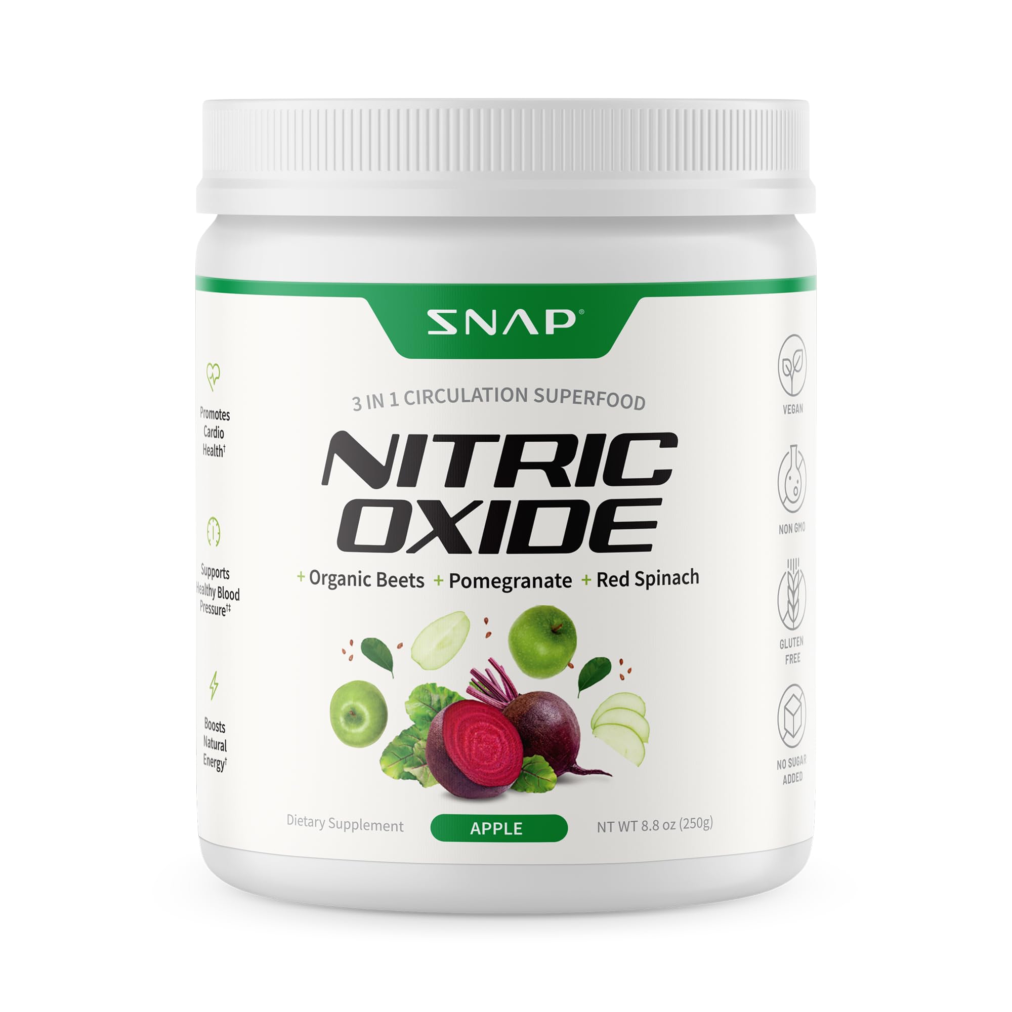 Snap Supplements Organic Beet Root Powder Nitric Oxide Supplement for Men & Women, Red Spinach & Pomegranate, Supports Healthy Energy & Blood Pressure Already