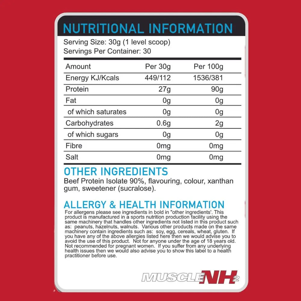 MuscleNH2 Beef Protein Isolate Powder 90%, High Protein, Low Fat, Dairy Free, Gluten Free, Soy Free MuscleNh2 Au supplements