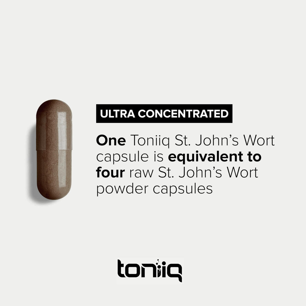 Toniiq 1,000mg Ultra High Strength St. John's Wort Capsules (Non-GMO) - 4X Concentrated Extract - 0.3% Hypericin - Highly Purified and Bioavailable - 120 Capsules Toniiq Au supplements