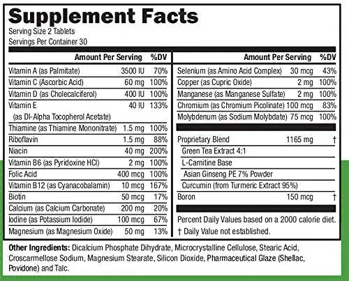 NeoVitin Multivitamin/Multimineral with Turmeric Root Extract, Asian Ginseng, Vitamin D3, Vitamin B6, Vitamin D, Calcium NeoVitin Au supplements