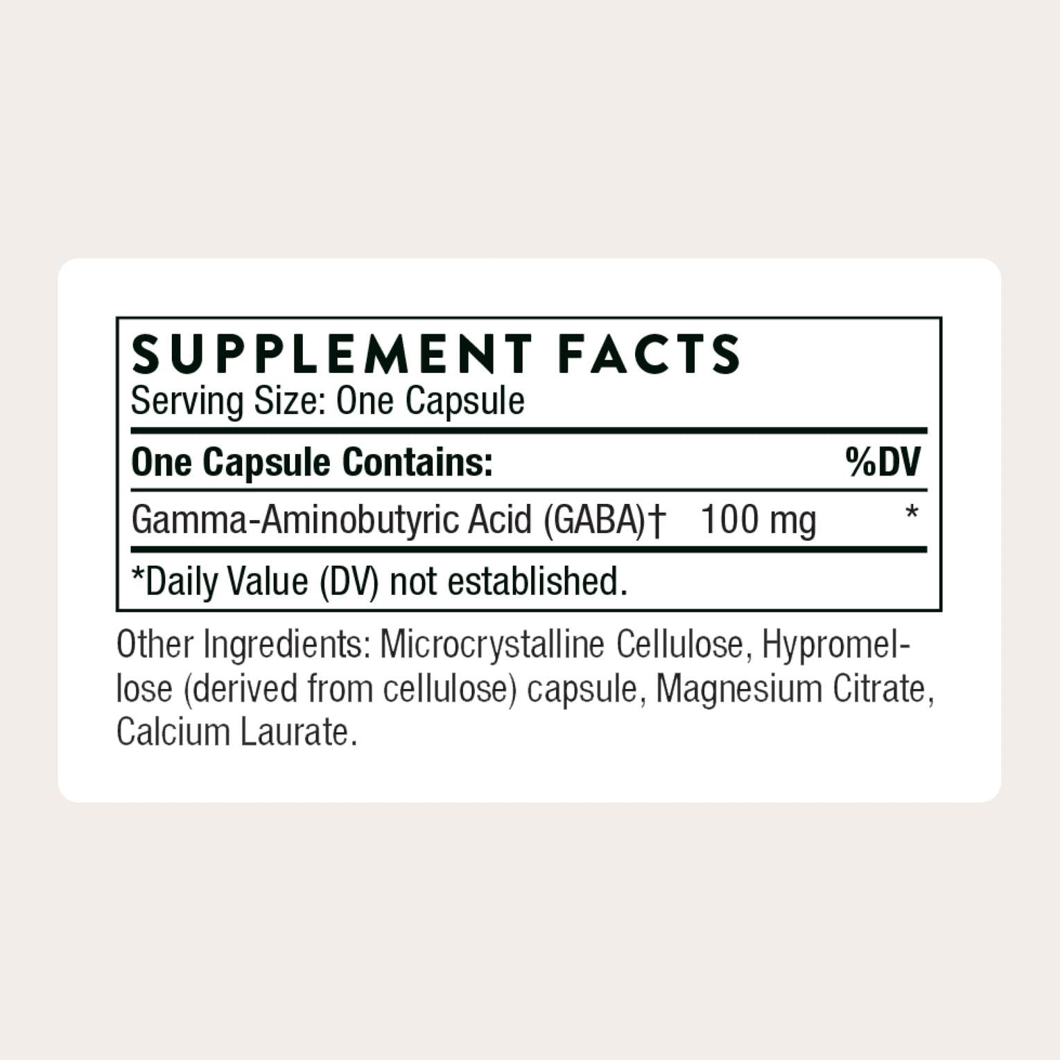 THORNE - PharmaGABA-100 - GABA Supplement - 100 mg Natural Source Gamma-Aminobutyric Acid